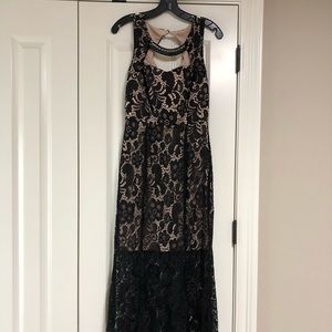 Sweet Storm black lace overlay long dress
